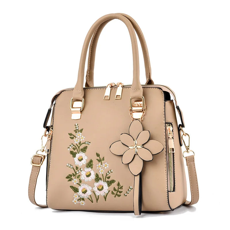 Yogodlns Luxury Embroidery Handbag For Women PU Leather Tassel Crossbody Bag Designer Handle Bag Brand Female Shoudler Bag bolso