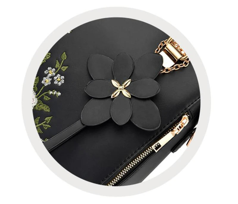 Yogodlns Luxury Embroidery Handbag For Women PU Leather Tassel Crossbody Bag Designer Handle Bag Brand Female Shoudler Bag bolso