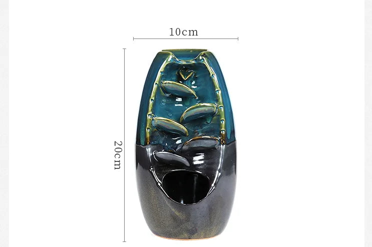 Backflow Incense Burner Ceramic Crafts Ornaments Cone Censer a0999