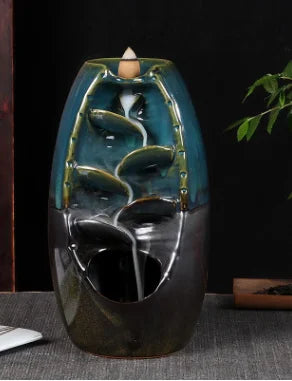 Backflow Incense Burner Ceramic Crafts Ornaments Cone Censer a0999