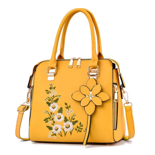 Yogodlns Luxury Embroidery Handbag For Women PU Leather Tassel Crossbody Bag Designer Handle Bag Brand Female Shoudler Bag bolso