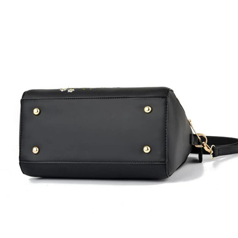 Yogodlns Luxury Embroidery Handbag For Women PU Leather Tassel Crossbody Bag Designer Handle Bag Brand Female Shoudler Bag bolso