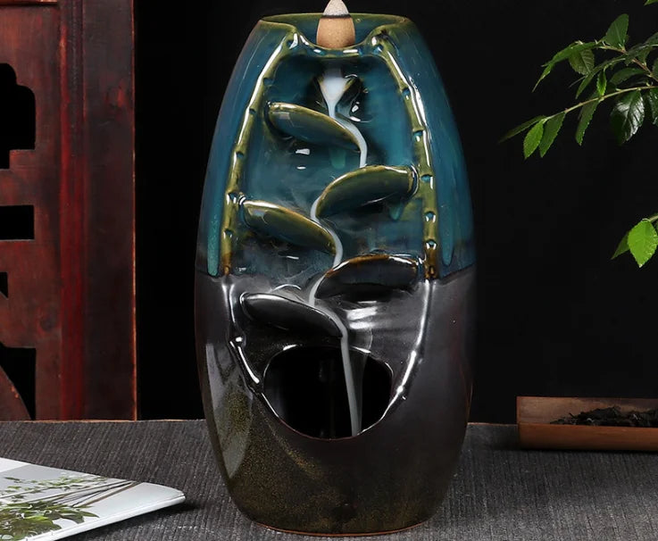Backflow Incense Burner Ceramic Crafts Ornaments Cone Censer a0999