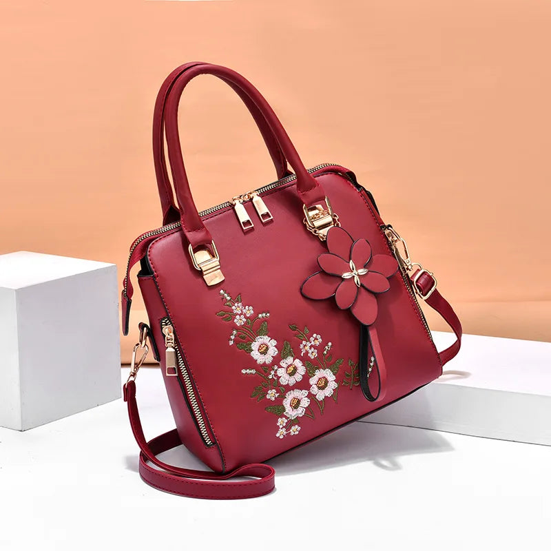 Yogodlns Luxury Embroidery Handbag For Women PU Leather Tassel Crossbody Bag Designer Handle Bag Brand Female Shoudler Bag bolso