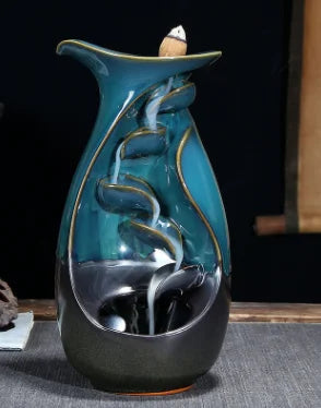 Backflow Incense Burner Ceramic Crafts Ornaments Cone Censer a0999