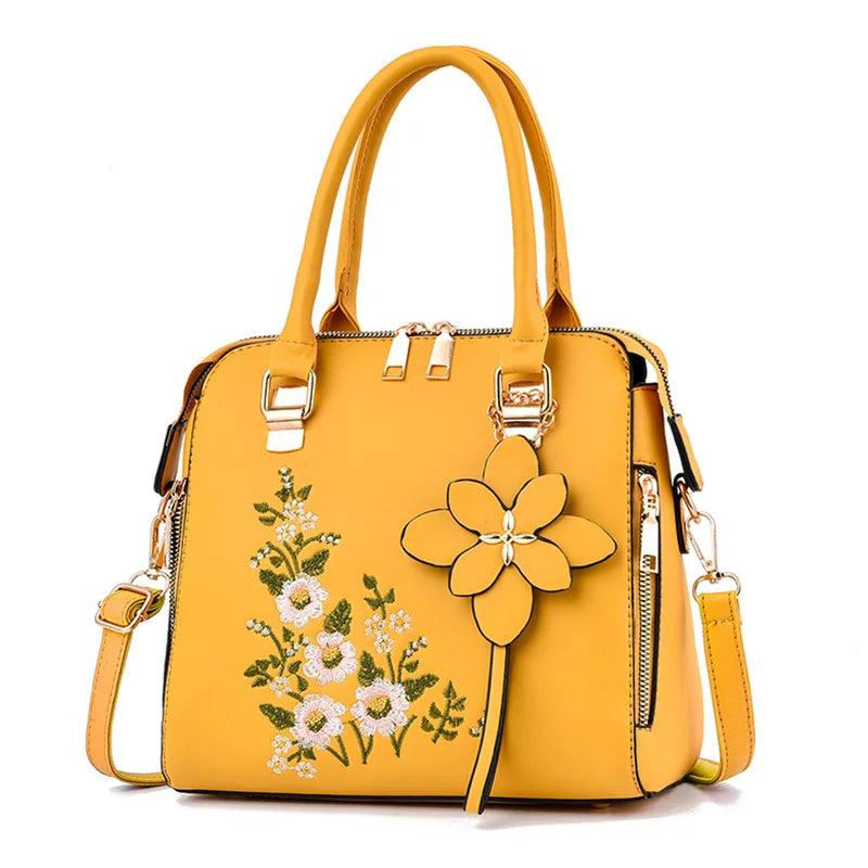 Yogodlns Luxury Embroidery Handbag For Women PU Leather Tassel Crossbody Bag Designer Handle Bag Brand Female Shoudler Bag bolso