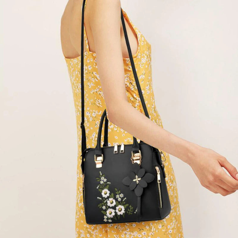 Yogodlns Luxury Embroidery Handbag For Women PU Leather Tassel Crossbody Bag Designer Handle Bag Brand Female Shoudler Bag bolso