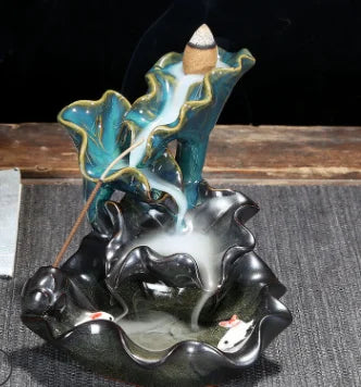 Backflow Incense Burner Ceramic Crafts Ornaments Cone Censer a0999