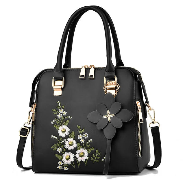 Yogodlns Luxury Embroidery Handbag For Women PU Leather Tassel Crossbody Bag Designer Handle Bag Brand Female Shoudler Bag bolso