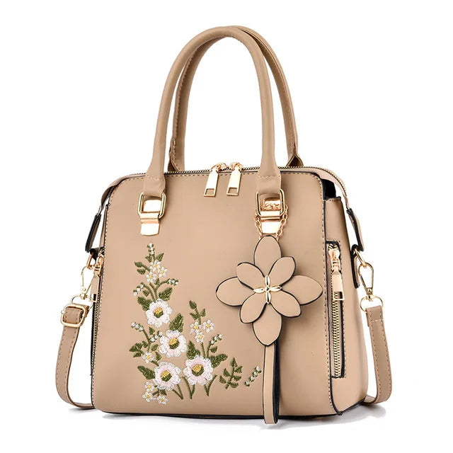 Yogodlns Luxury Embroidery Handbag For Women PU Leather Tassel Crossbody Bag Designer Handle Bag Brand Female Shoudler Bag bolso