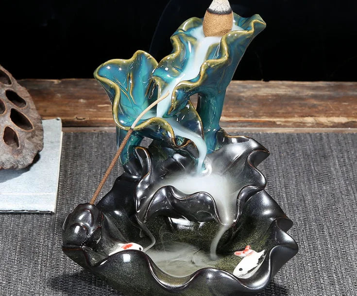 Backflow Incense Burner Ceramic Crafts Ornaments Cone Censer a0999