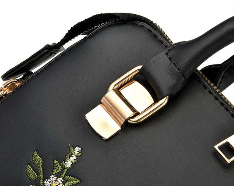 Yogodlns Luxury Embroidery Handbag For Women PU Leather Tassel Crossbody Bag Designer Handle Bag Brand Female Shoudler Bag bolso