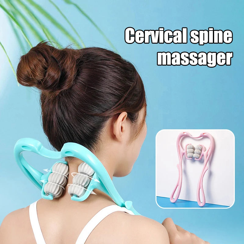 Six-Wheel Manual Cervical Massager for Neck Back Waist