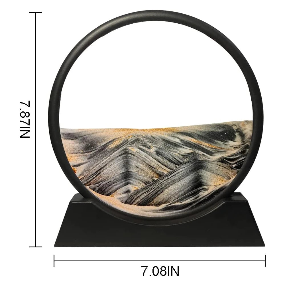 Moving Sand Art Picture Sandscapes in Motion Round Glass 3D
