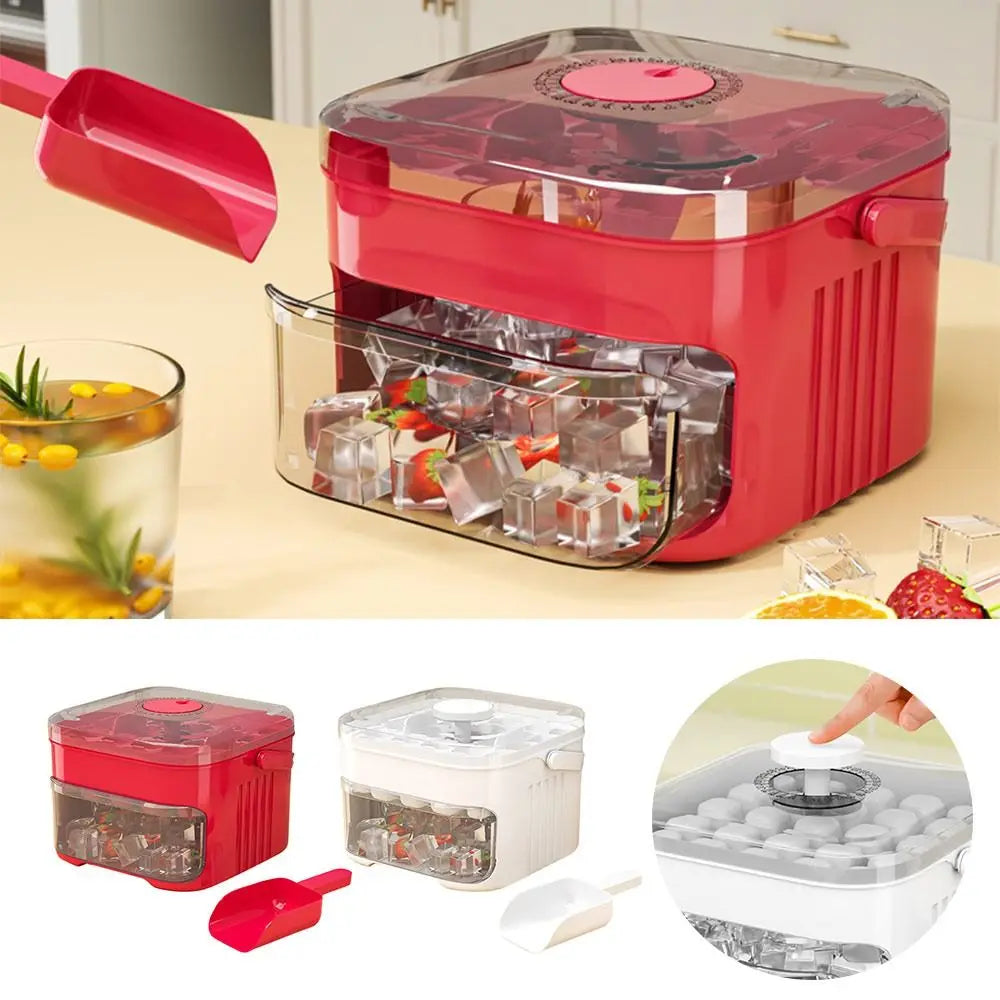 50-Cube Ice Maker with Easy Press Cap with Easy-press Lid Large Capacity Ice Cube Machine Reusable Food-grade Ice Cube Mold