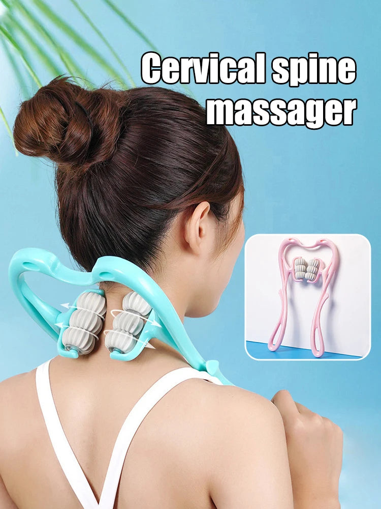 Six-Wheel Manual Cervical Massager for Neck Back Waist