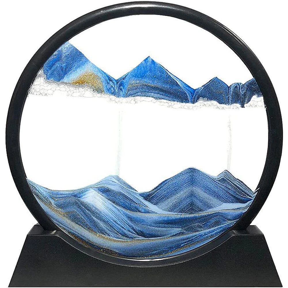Moving Sand Art Picture Sandscapes in Motion Round Glass 3D