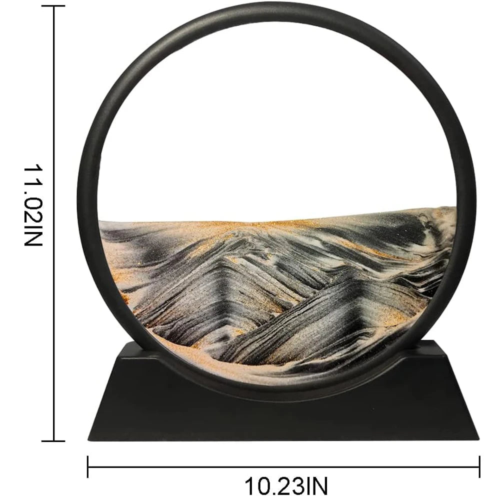 Moving Sand Art Picture Sandscapes in Motion Round Glass 3D