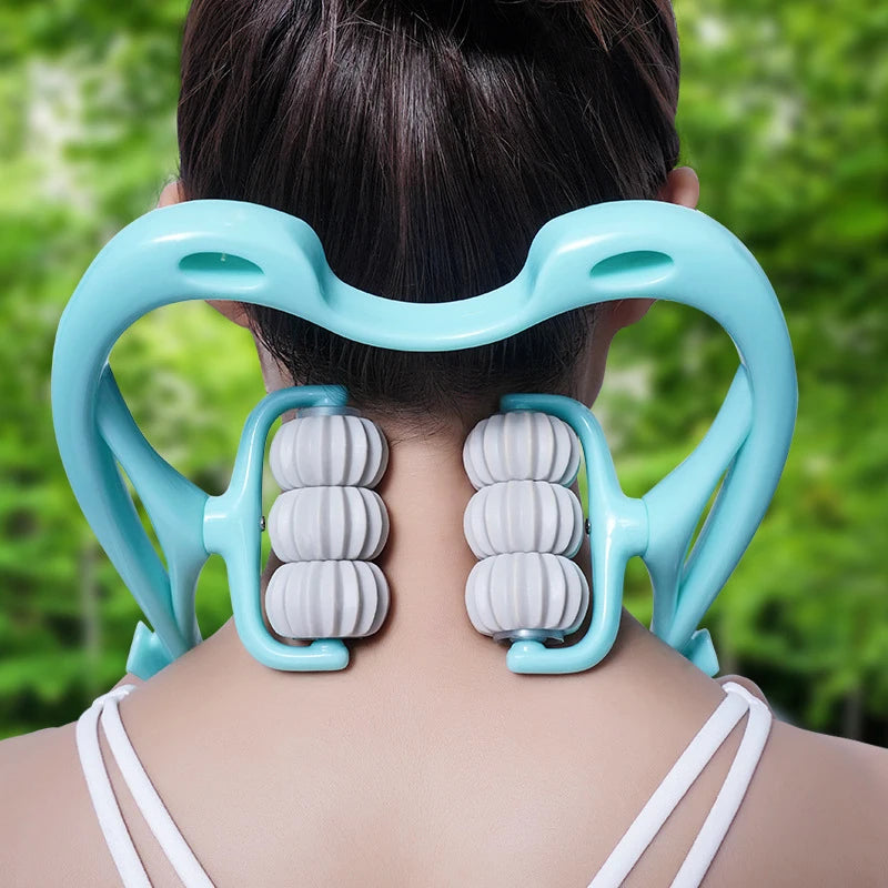 Six-Wheel Manual Cervical Massager for Neck Back Waist