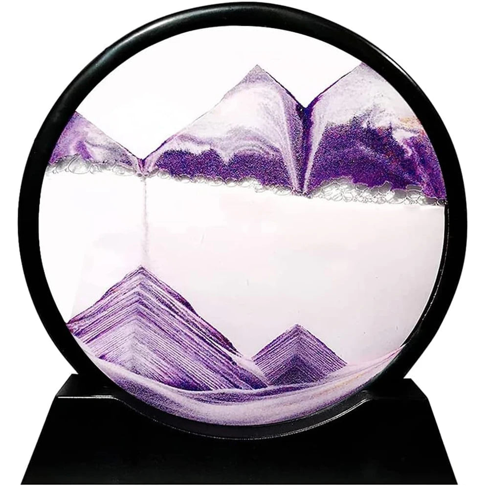 Moving Sand Art Picture Sandscapes in Motion Round Glass 3D