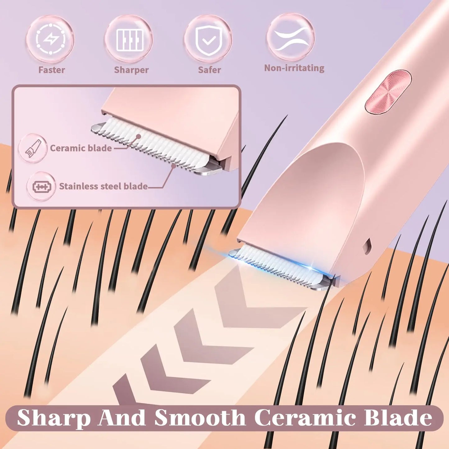 Electric Shaver for Women Waterproof Wet &Dry Hair Razors 2 in 1