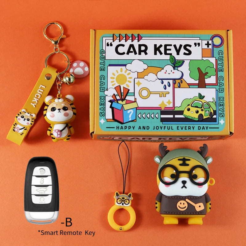 Cartoon Case Cover Shell Holder For FAW Hongqi HS5 H5 H9 HS7 H7 L5 HS3 L9 2020-2022 Keychain Accessories