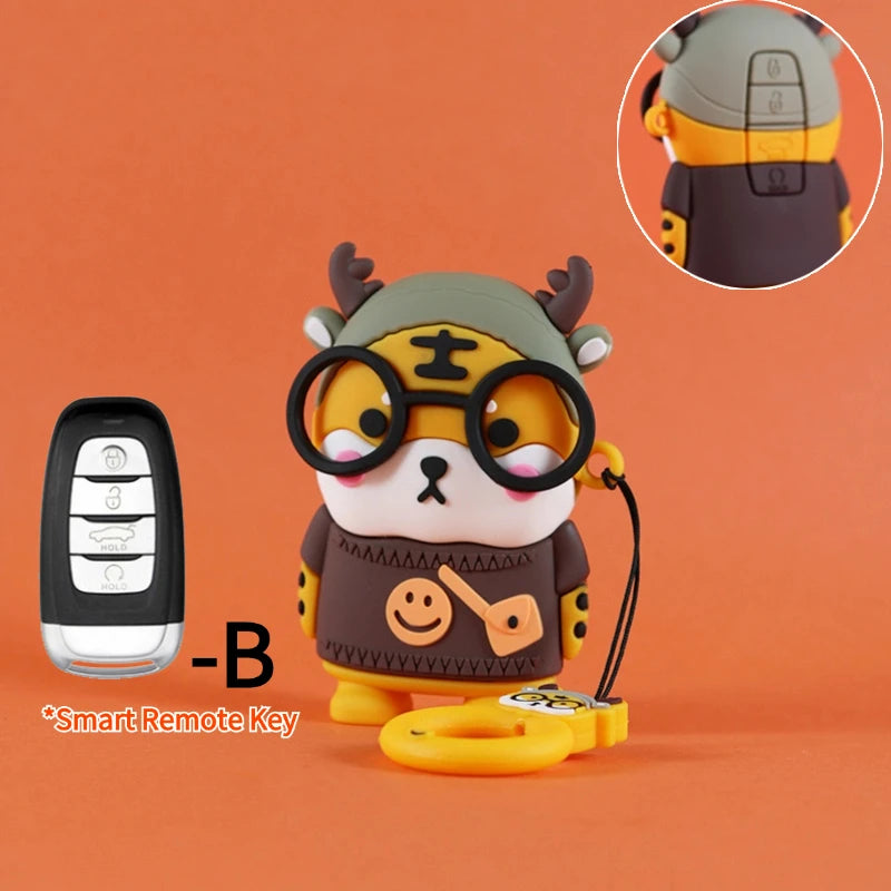 Cartoon Case Cover Shell Holder For FAW Hongqi HS5 H5 H9 HS7 H7 L5 HS3 L9 2020-2022 Keychain Accessories
