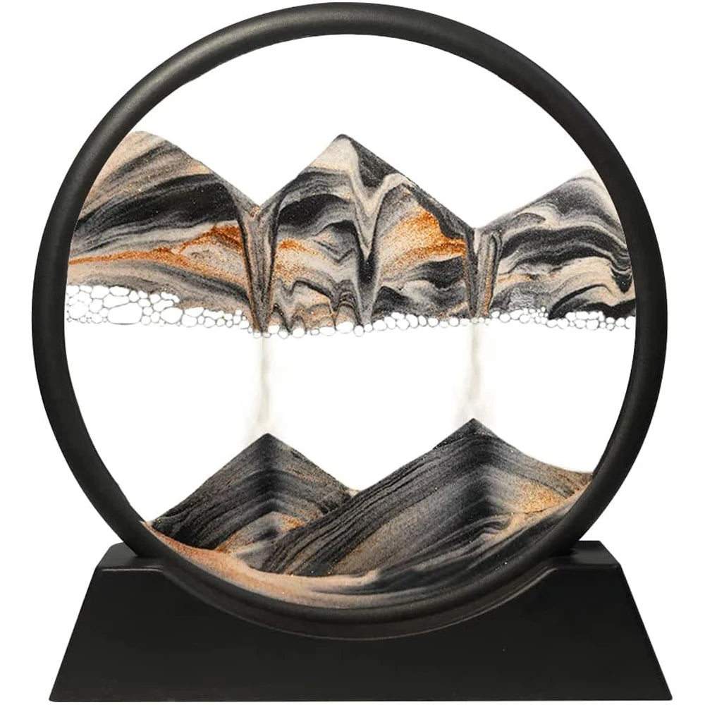 Moving Sand Art Picture Sandscapes in Motion Round Glass 3D