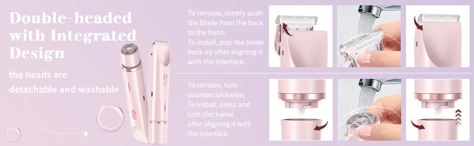 Electric Shaver for Women Waterproof Wet &Dry Hair Razors 2 in 1