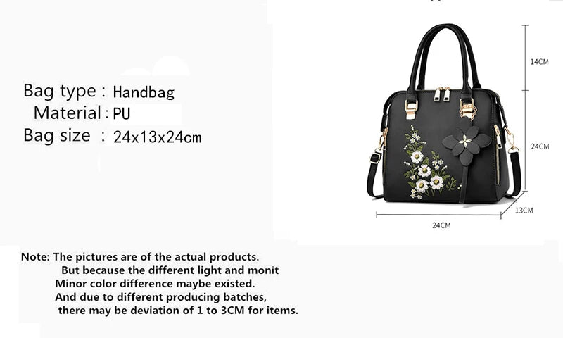 Yogodlns Luxury Embroidery Handbag For Women PU Leather Tassel Crossbody Bag Designer Handle Bag Brand Female Shoudler Bag bolso