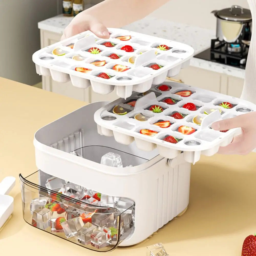 50-Cube Ice Maker with Easy Press Cap with Easy-press Lid Large Capacity Ice Cube Machine Reusable Food-grade Ice Cube Mold