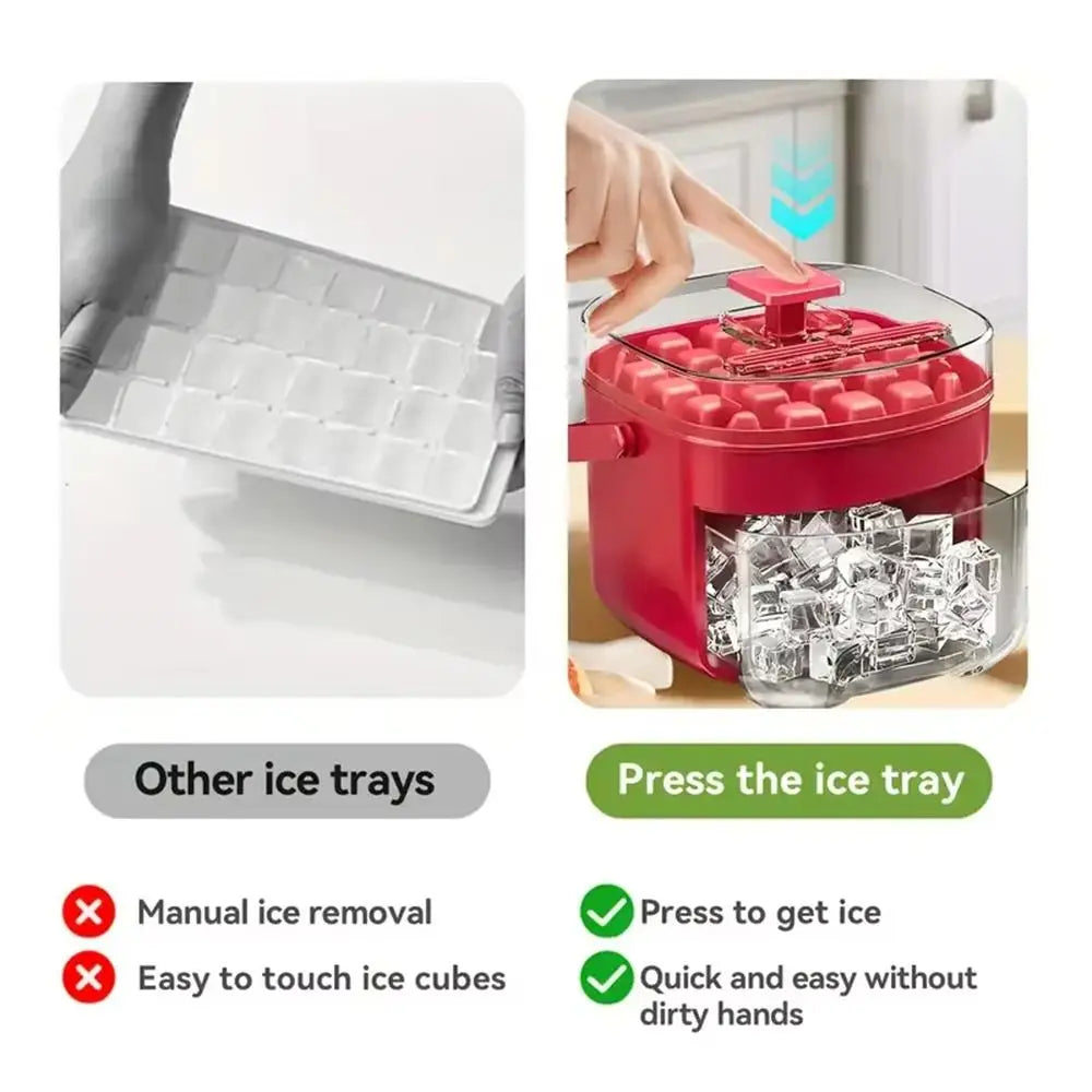 50-Cube Ice Maker with Easy Press Cap with Easy-press Lid Large Capacity Ice Cube Machine Reusable Food-grade Ice Cube Mold