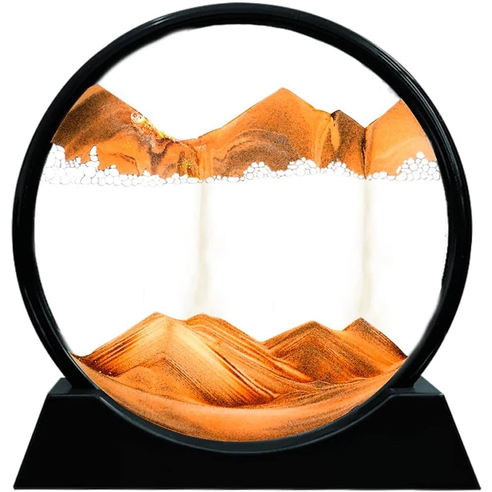 Moving Sand Art Picture Sandscapes in Motion Round Glass 3D