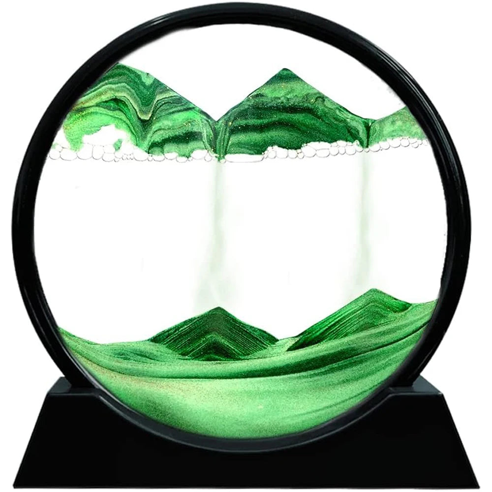 Moving Sand Art Picture Sandscapes in Motion Round Glass 3D